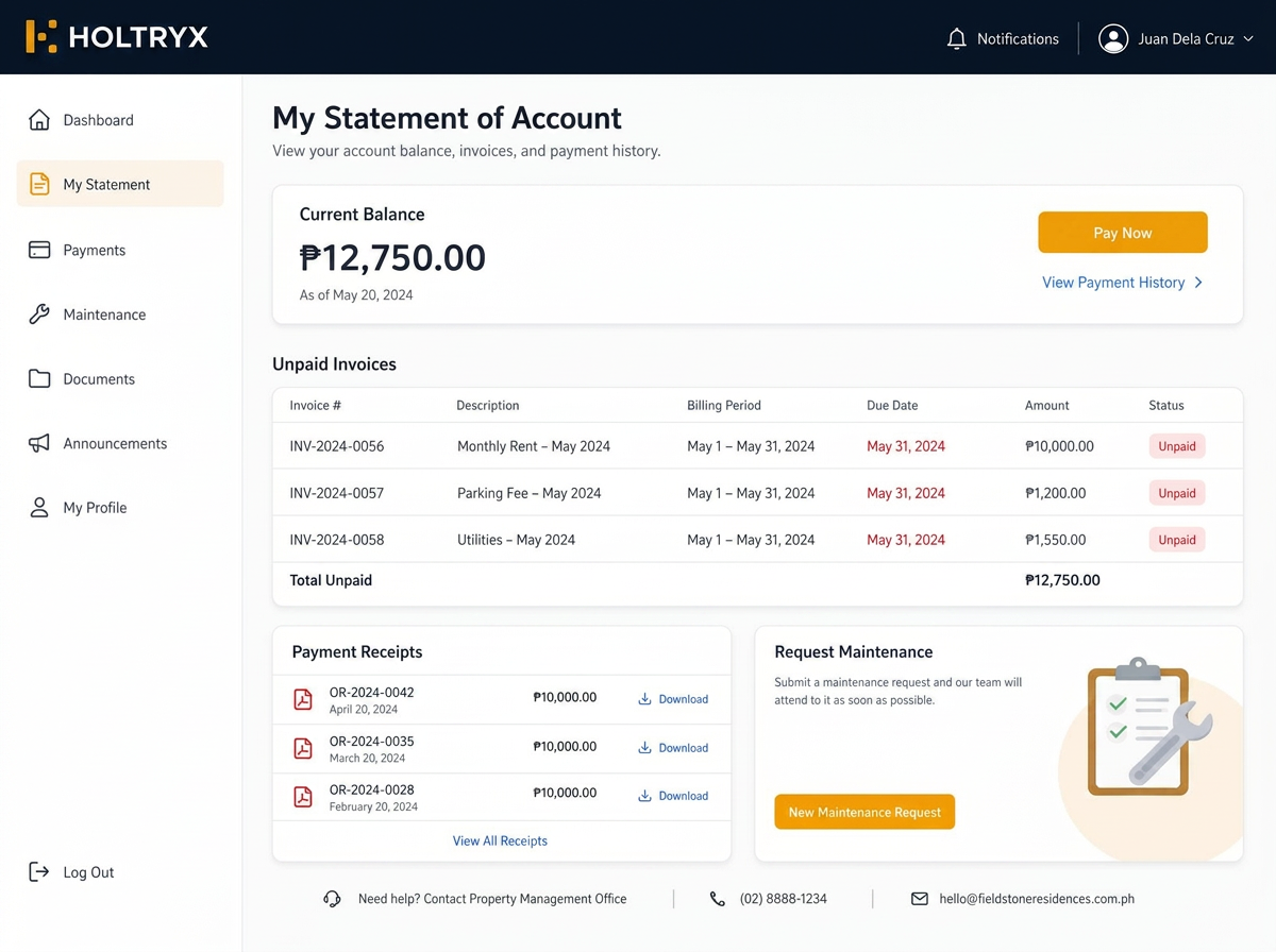 Customer Portal in Holtryx